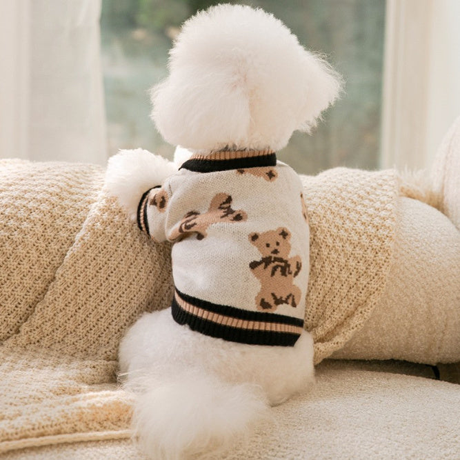 Dog V-neck 100% Cotton Sweater