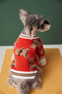 Dog V-neck 100% Cotton Sweater